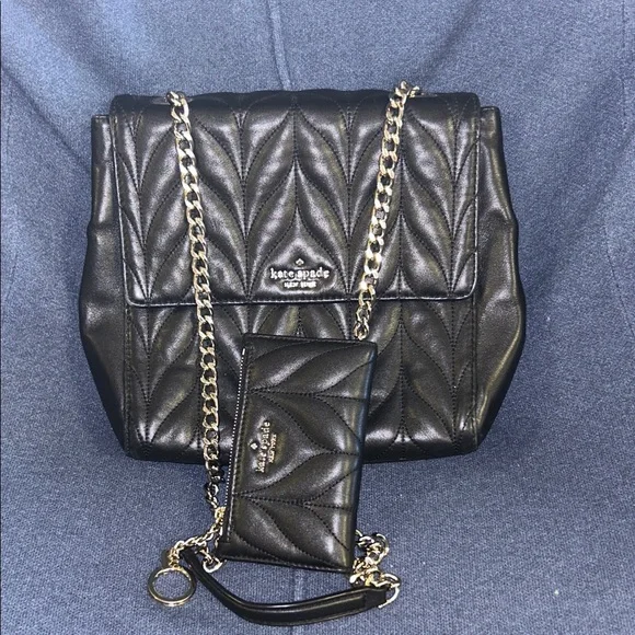 Kate Spade Black Quilted Shoulder Bag with Chain - Picture 1 of 9